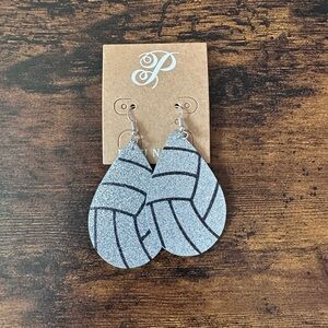 Plunder Silver Glitter Teardrop Earrings with Black Accents